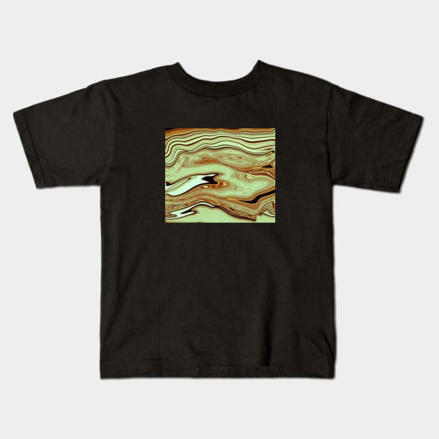 Bright tiger Marble Liquid Waves colors grading pattern Kids T-Shirt by Dolta